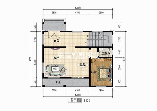 開間12米進(jìn)深9.5米三層簡歐房子戶型方案圖，比較實用
