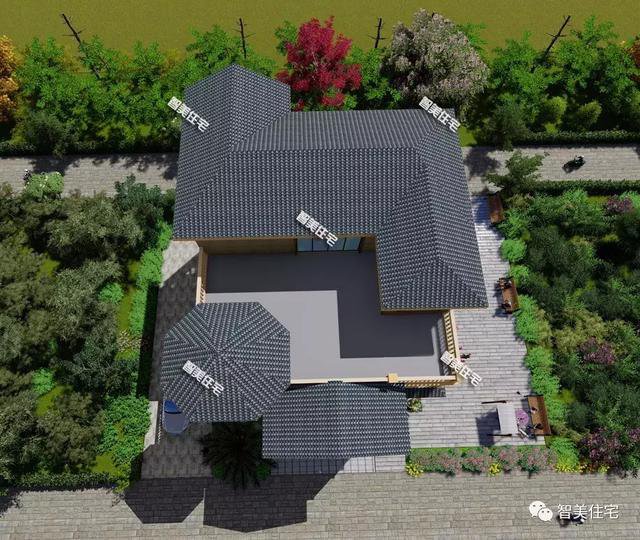 帶露臺涼亭的四層農(nóng)村自建房戶型方案圖，小亭子很漂亮