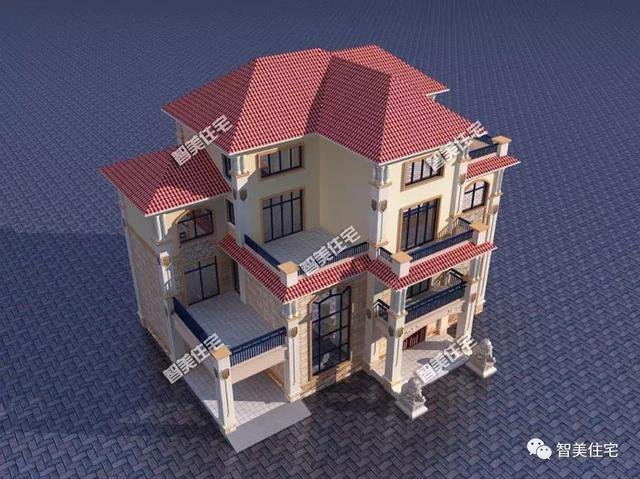 層次分明的兩層半歐式戶型方案圖，客廳中空復式