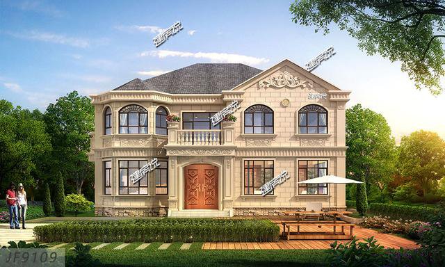 浙江蓋的2層歐式別墅外觀及戶型圖展示，村民都點(diǎn)贊