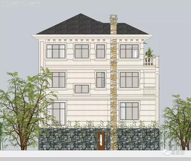 帶架空層的三層歐式自建鄉村房子戶型圖，造價100萬左右