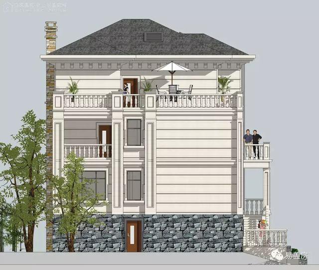 帶架空層的三層歐式自建鄉村房子戶型圖，造價100萬左右