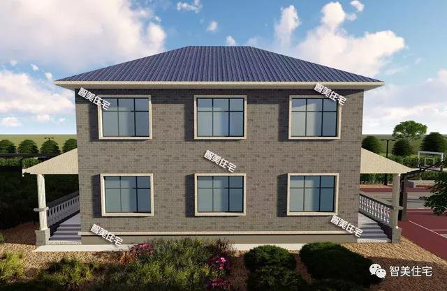 16.9×13.8米農(nóng)村二層半住宅戶型方案圖，純歐式風(fēng)格