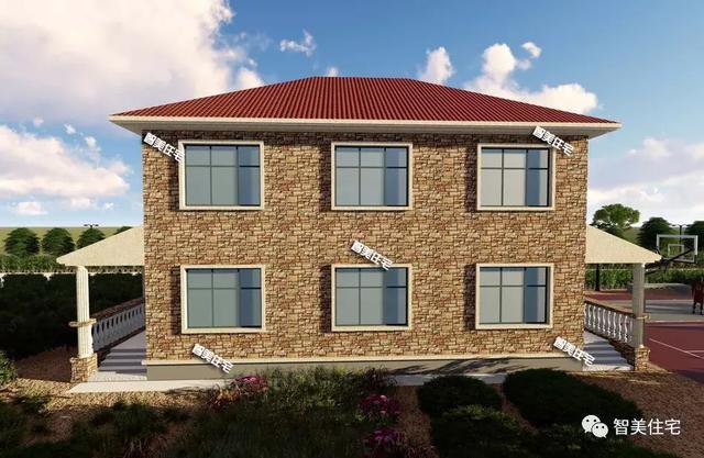 16.9×13.8米農(nóng)村二層半住宅戶型方案圖，純歐式風(fēng)格