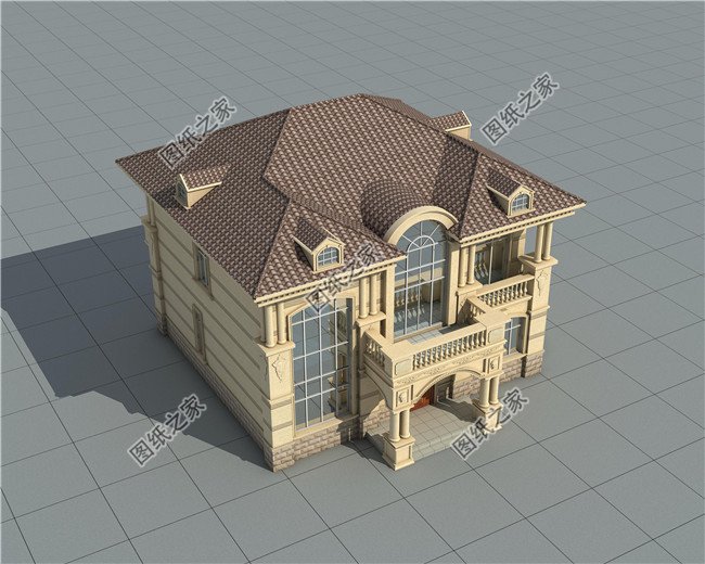 130平方米歐式實用農村二層別墅CAD圖紙帶外觀圖12X13米