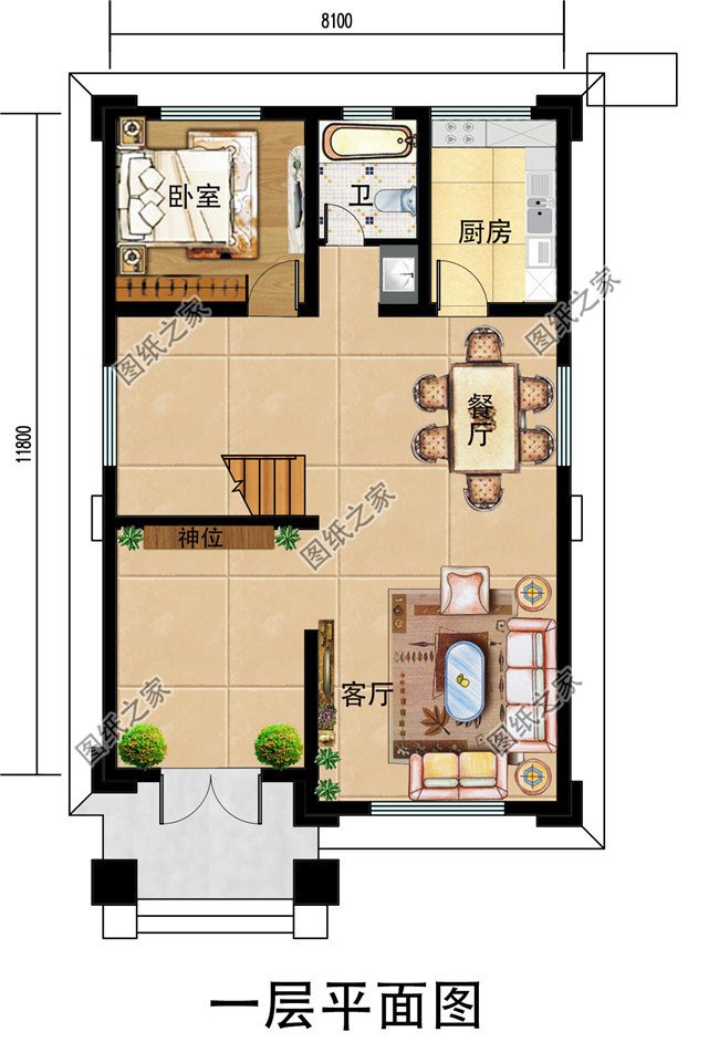 8&times;12米農村三層別墅自建房設計圖，小開間精選方案