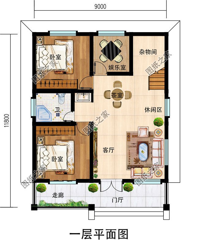新農村小洋樓三層別墅戶型設計圖，開間9米，造價25萬