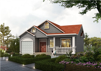 80平方米鄉(xiāng)村一層半帶閣樓自建別墅設(shè)計(jì)圖，帶車(chē)庫(kù)