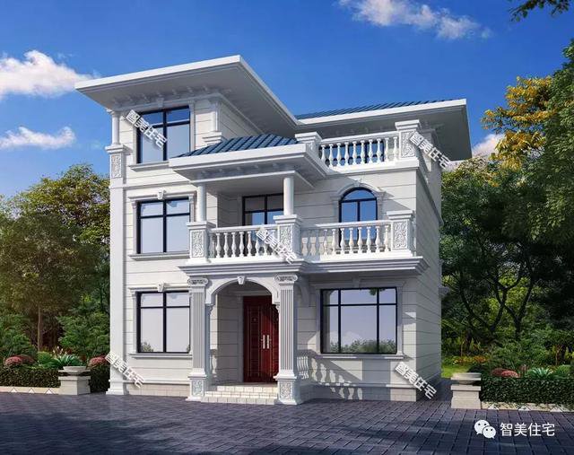 2棟面寬9米的農村三層樓房戶型方案圖，簡單、實用型