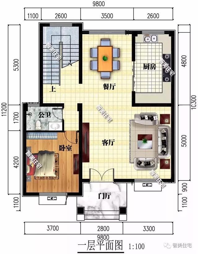 2棟面寬9米的農村三層樓房戶型方案圖，簡單、實用型