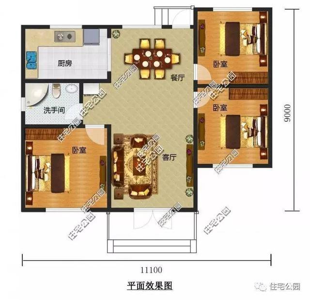6套一層自建住宅戶型圖，坡屋頂和平屋頂的都有