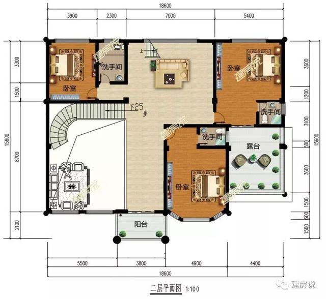 不帶廚房的自建房別墅戶型方案圖，不帶廚房設計圖