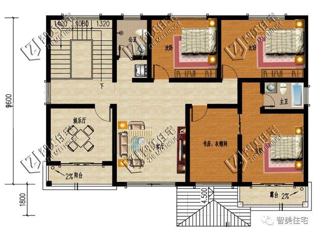 2棟四間兩層實(shí)用簡約的住房戶型設(shè)計(jì)圖，農(nóng)村建正合適