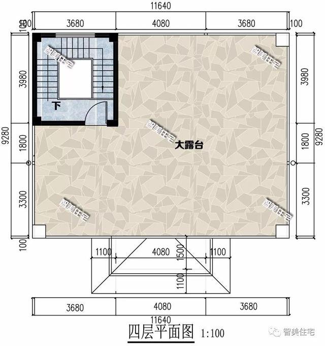 11.6×9.2米農村自建房戶型圖，平屋頂加大露臺設計