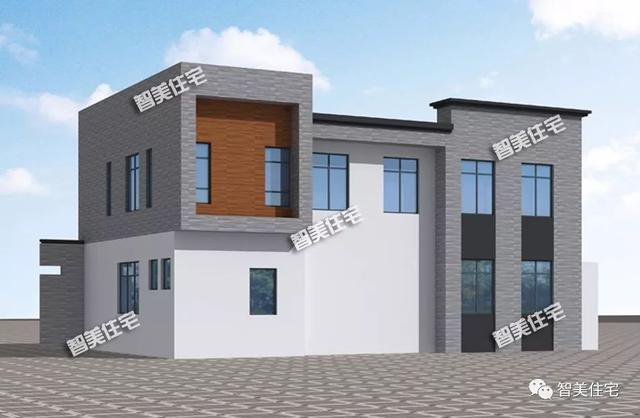 2棟外觀時(shí)尚的現(xiàn)代風(fēng)別墅戶型圖，平屋頂設(shè)計(jì)，一棟2層，一棟4層