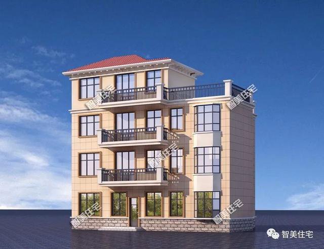 旋轉樓梯配中空客廳4層自建樓房設計圖，實用，大氣