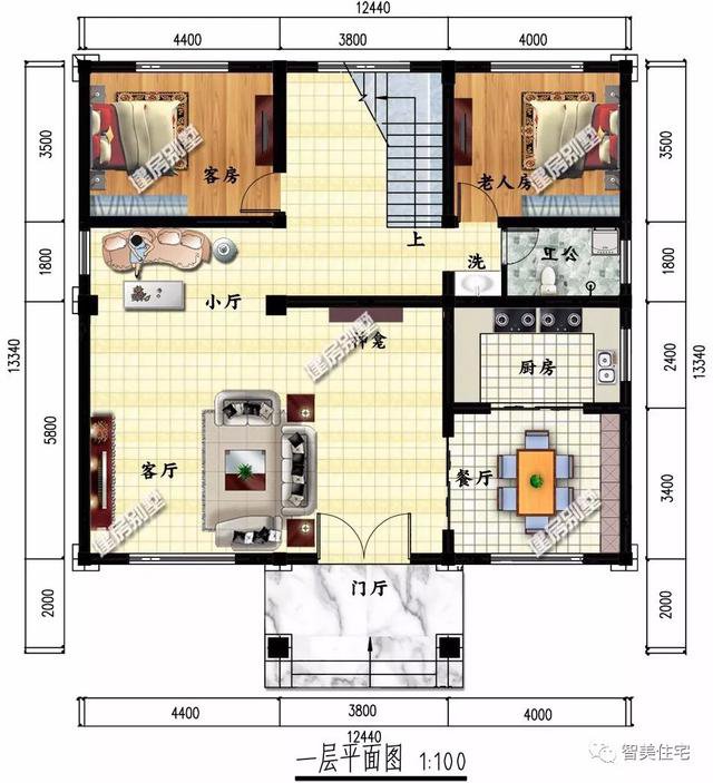 2棟客廳挑空的簡歐式三層自建樓設計圖，第二款是爆款