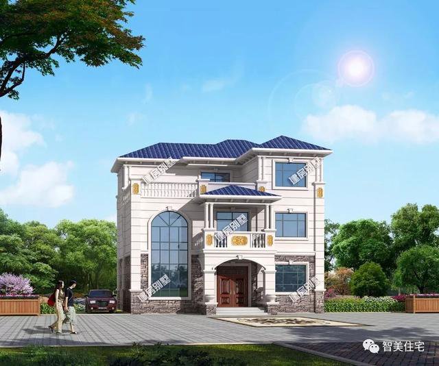 2棟客廳挑空的簡歐式三層自建樓設計圖，第二款是爆款