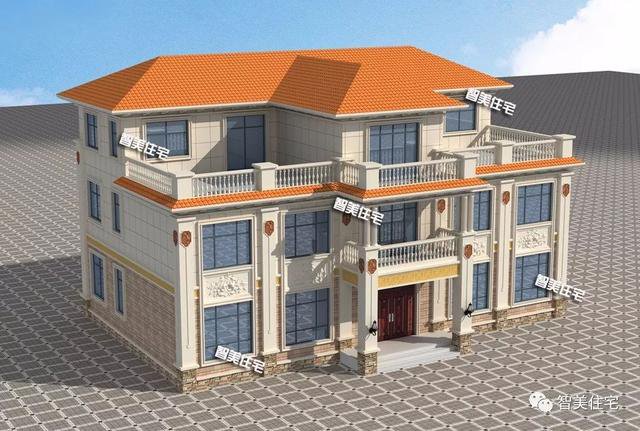 20×12米農村別墅戶型設計圖，造型豪華對稱設計