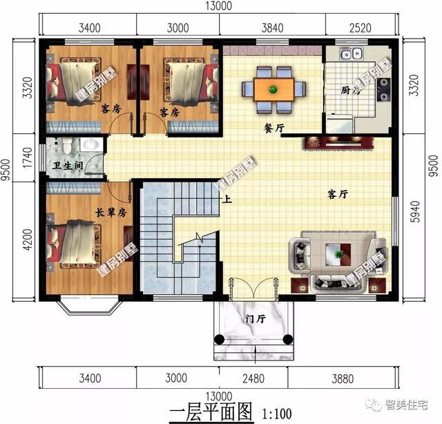 寬13米左右的兩層別墅自建洋樓房戶型圖，雖然普通但很實(shí)用