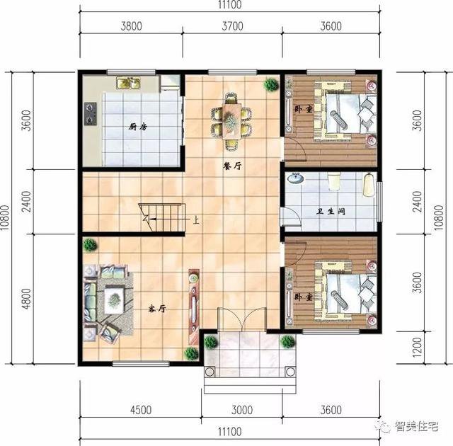 2棟寬11米的農村自建小洋樓戶型方案圖，精致造價23萬起