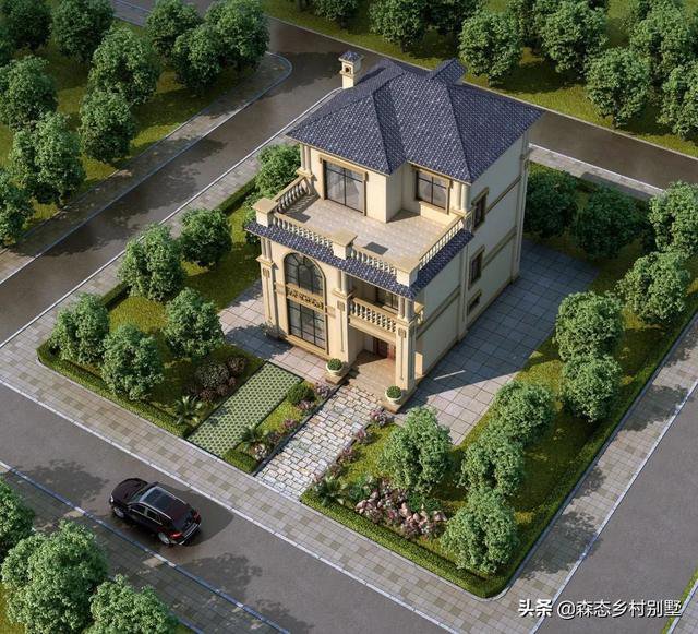 占地100平三層簡歐小戶型別墅戶型圖，小宅基地建房也可以很氣派