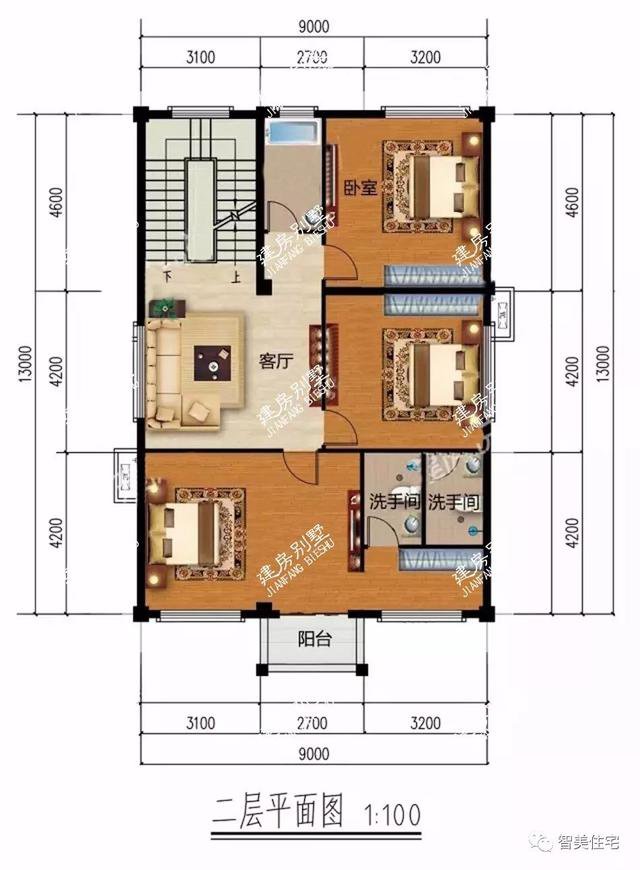 面寬8-9米的農村四層自建樓房戶型方案圖，小宅基地首選