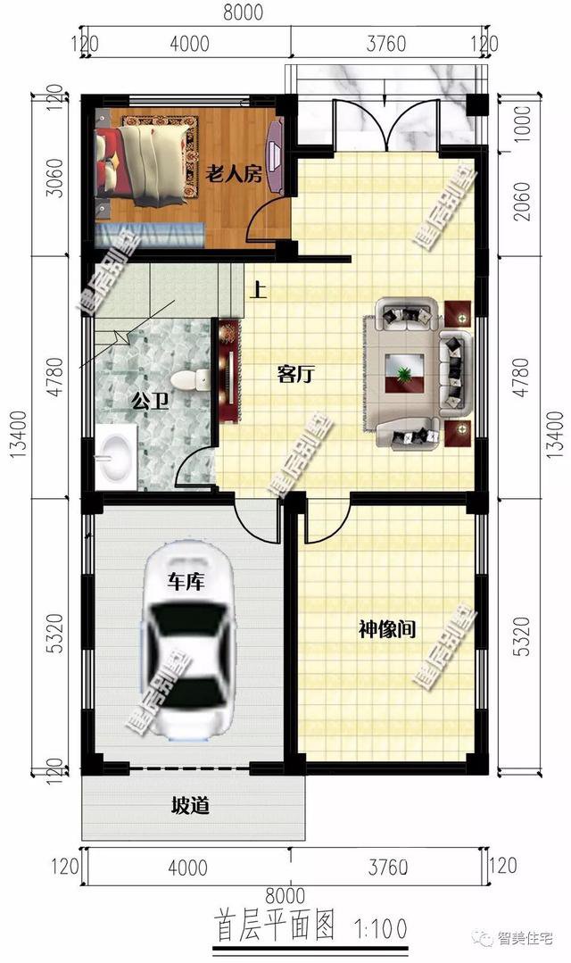 面寬8-9米的農村四層自建樓房戶型方案圖，小宅基地首選