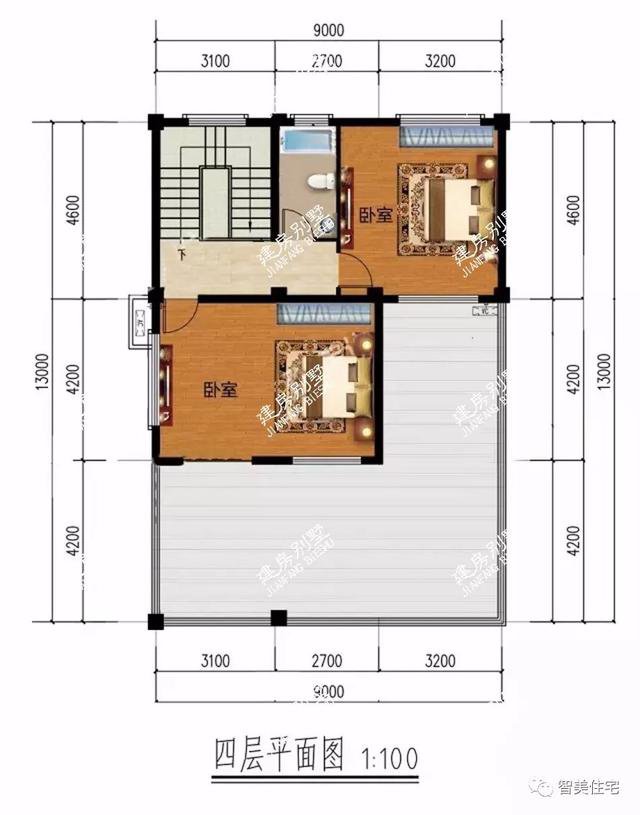 面寬8-9米的農村四層自建樓房戶型方案圖，小宅基地首選