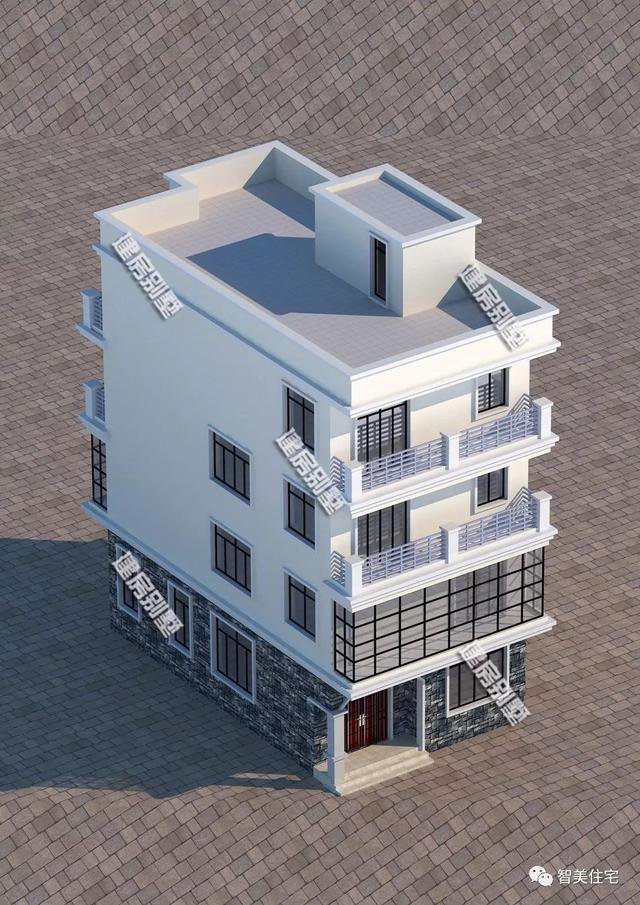 面寬8-9米的農村四層自建樓房戶型方案圖，小宅基地首選