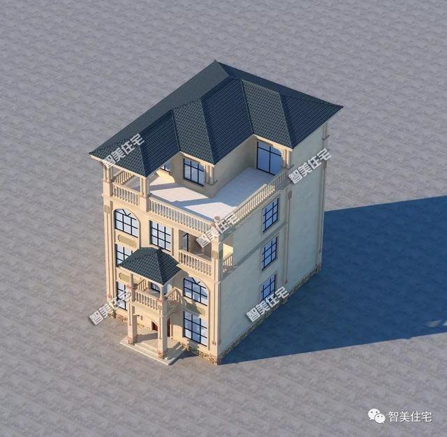 面寬8-9米的農村四層自建樓房戶型方案圖，小宅基地首選