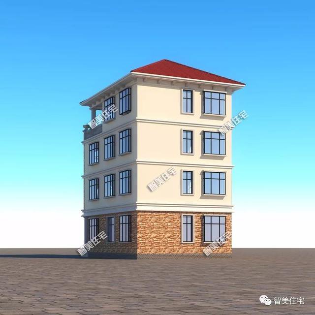 面寬8-9米的農村四層自建樓房戶型方案圖，小宅基地首選