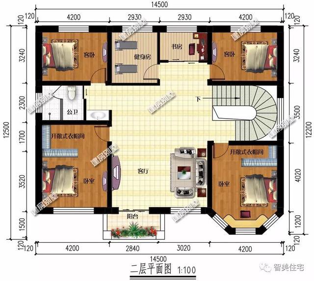 寬14-15米左右的兩層住宅圖，簡單簡約，南方和北方農村都能建