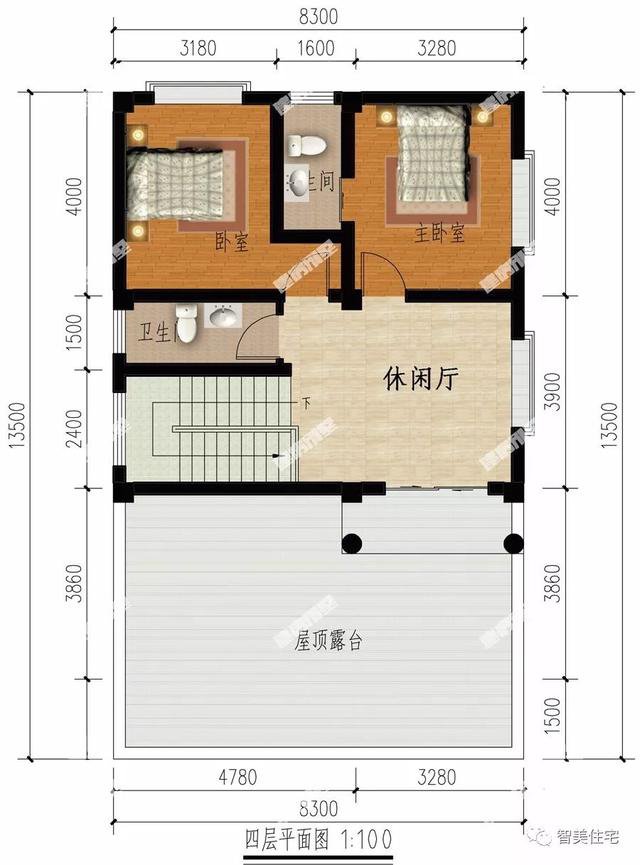 一棟三戶四層農村自建房住宅設計方案圖，實用簡單