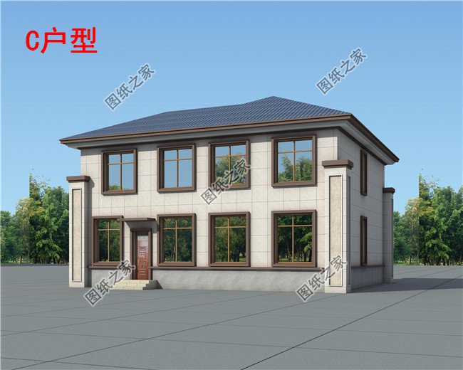 新中式新農(nóng)村二層樓房設(shè)計(jì)圖紙及效果圖