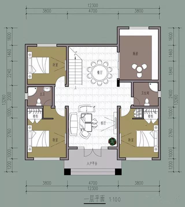 現代二層新農村住宅復式設計方案圖，戶型簡單、實用
