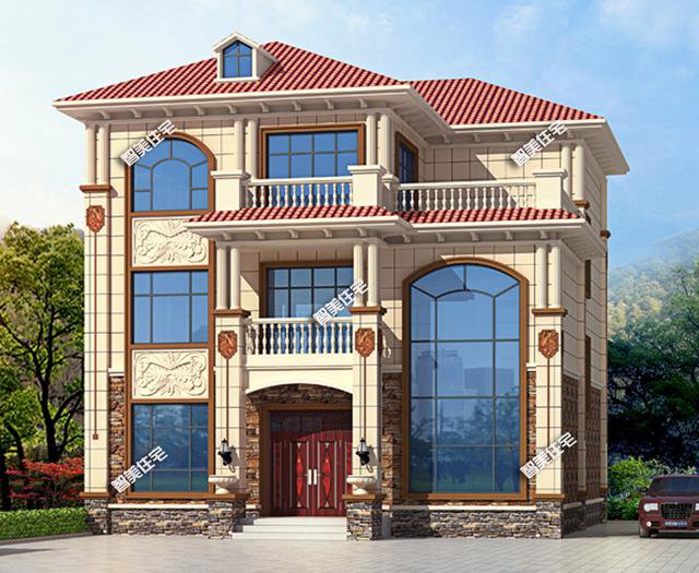 2棟復式歐式自建房方案戶型圖，開間12米左右