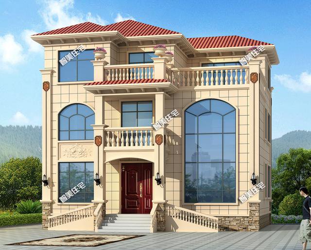 2棟復式歐式自建房方案戶型圖，開間12米左右