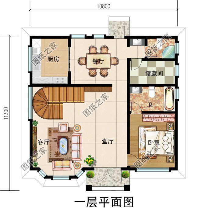 農村二層半房子設計圖 ，占地110平米，一套很有藝術感的一套房子