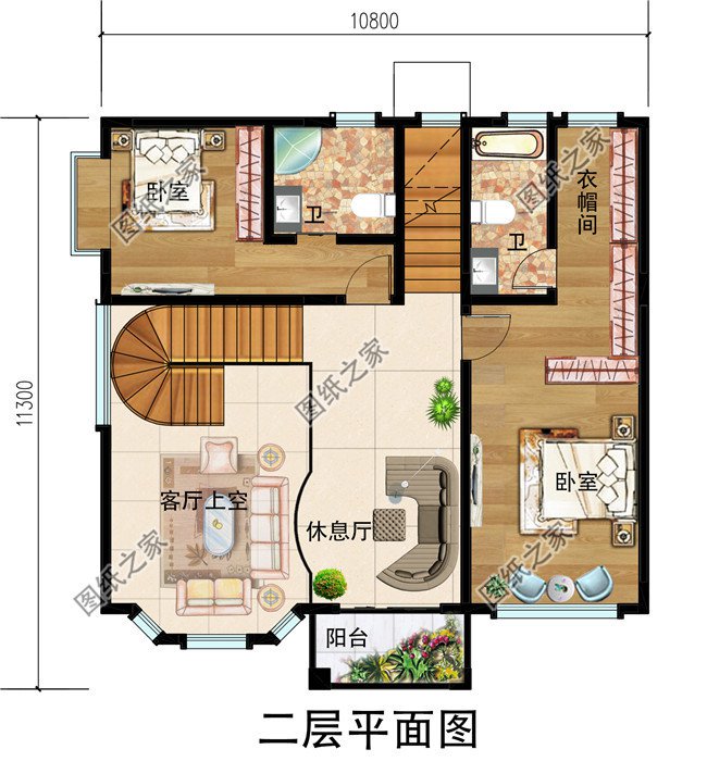 農村二層半房子設計圖 ，占地110平米，一套很有藝術感的一套房子