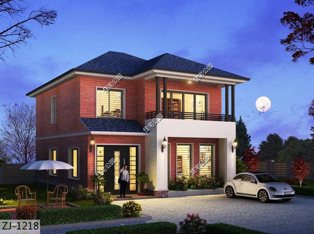 造價25萬~30萬簡約現代風二層新農村住宅圖，好看實用