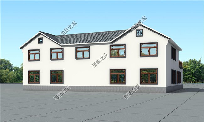 農村中式二層四合院別墅設計圖含外觀效果圖