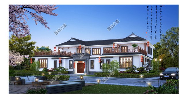 農村自建超贊中式四合院別墅設計圖，22X25米