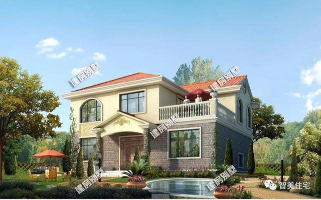 2層簡歐小洋樓設計圖，1種外觀2種戶型方案選擇