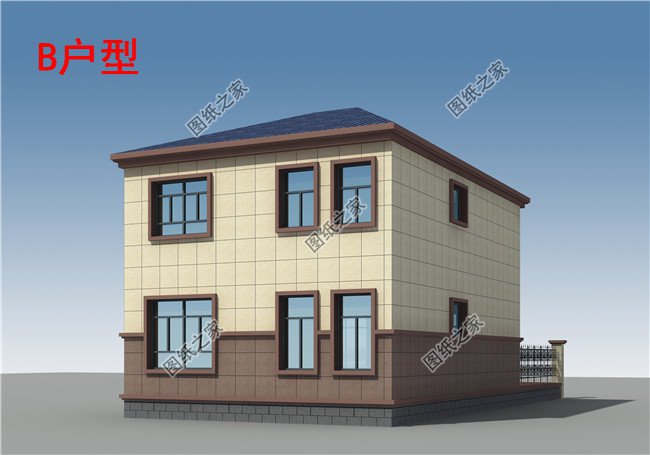 現代時尚簡約二層農村自建別墅