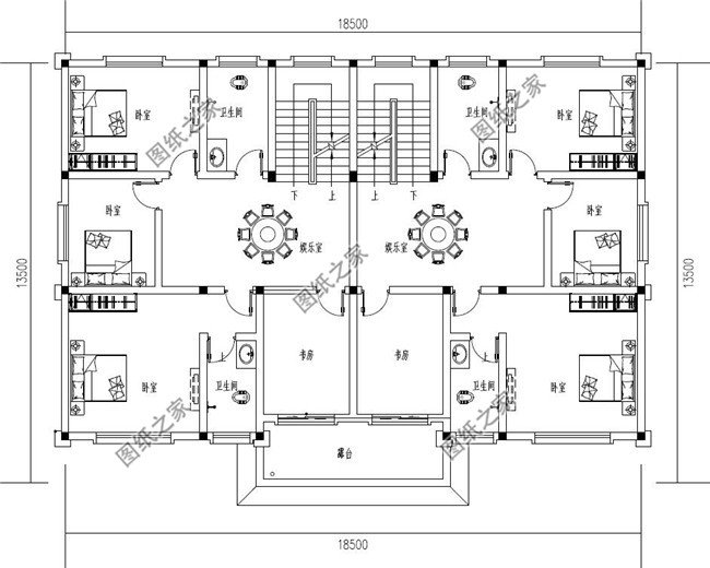 230平方米新農村雙拼別墅戶型圖全套設計方案，13x18米
