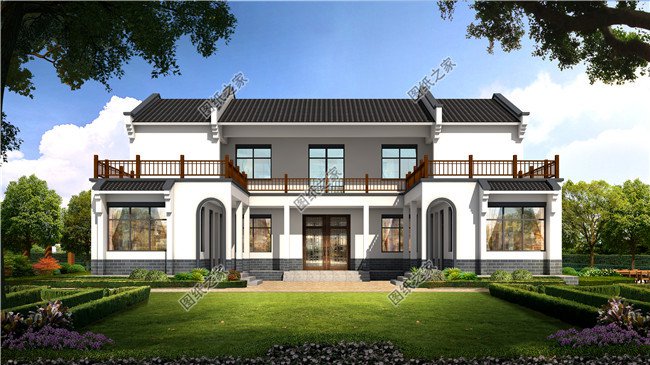 私人二層中式四合院別墅建筑設(shè)計(jì)圖