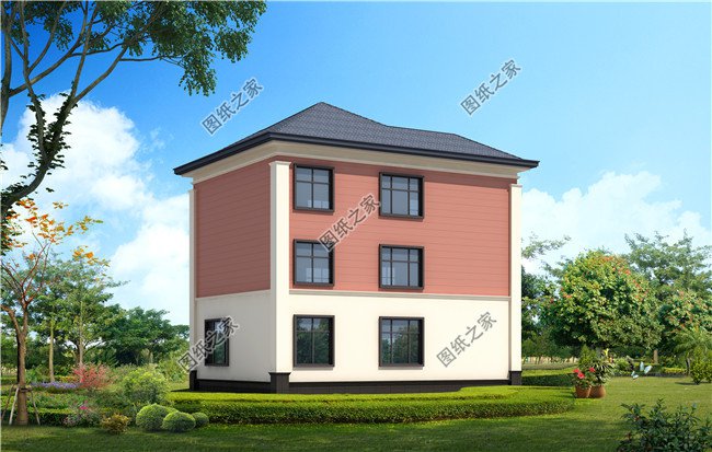 125平方米新農村自建三層別墅建筑設計圖紙及效果圖