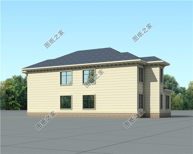 農村二層雙拼別墅建筑圖紙及效果圖