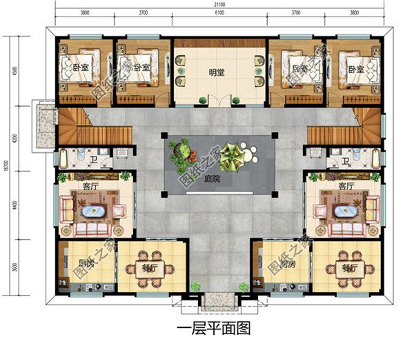 好看又簡單二層仿古中式四合院樓房設計圖